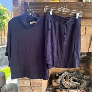 Navy Lou and Grey Blue Hoodie and Skirt Set